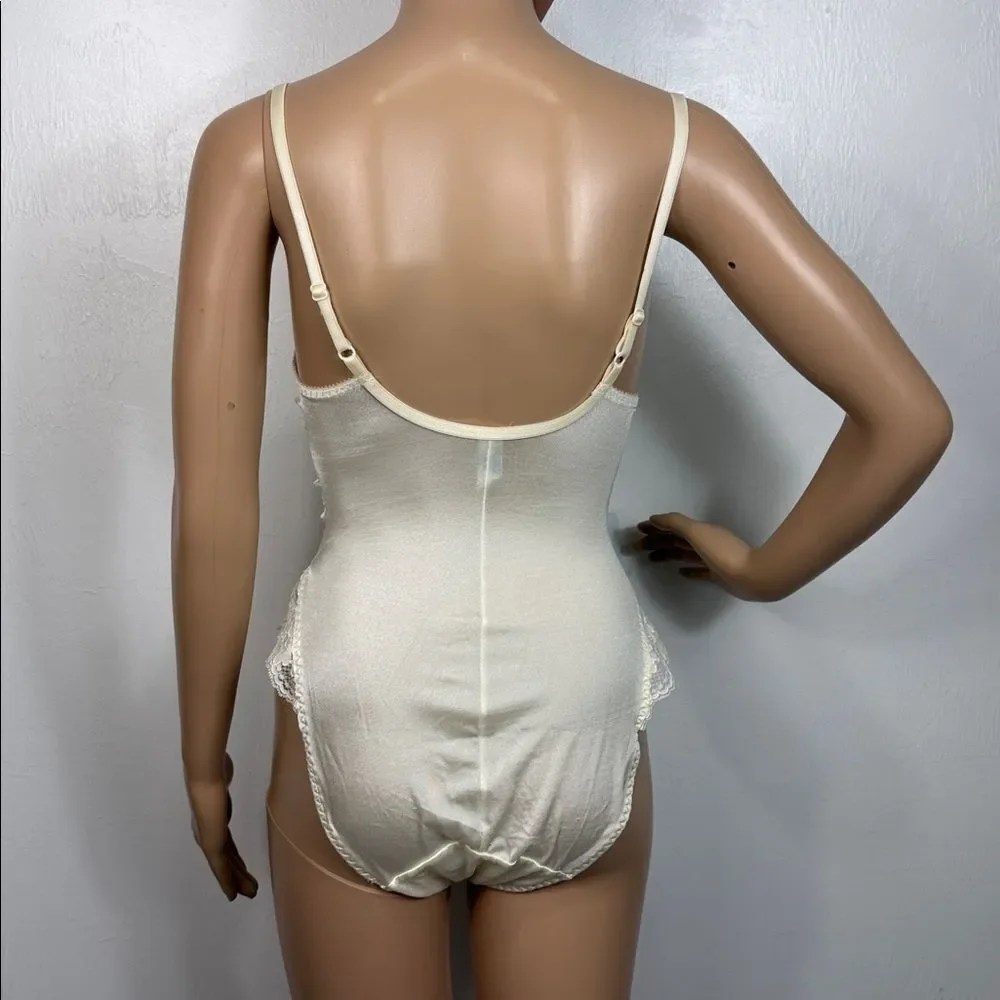 Vintage Lily of France Ivory Lace Teddy Bodysuit Lingerie 32B